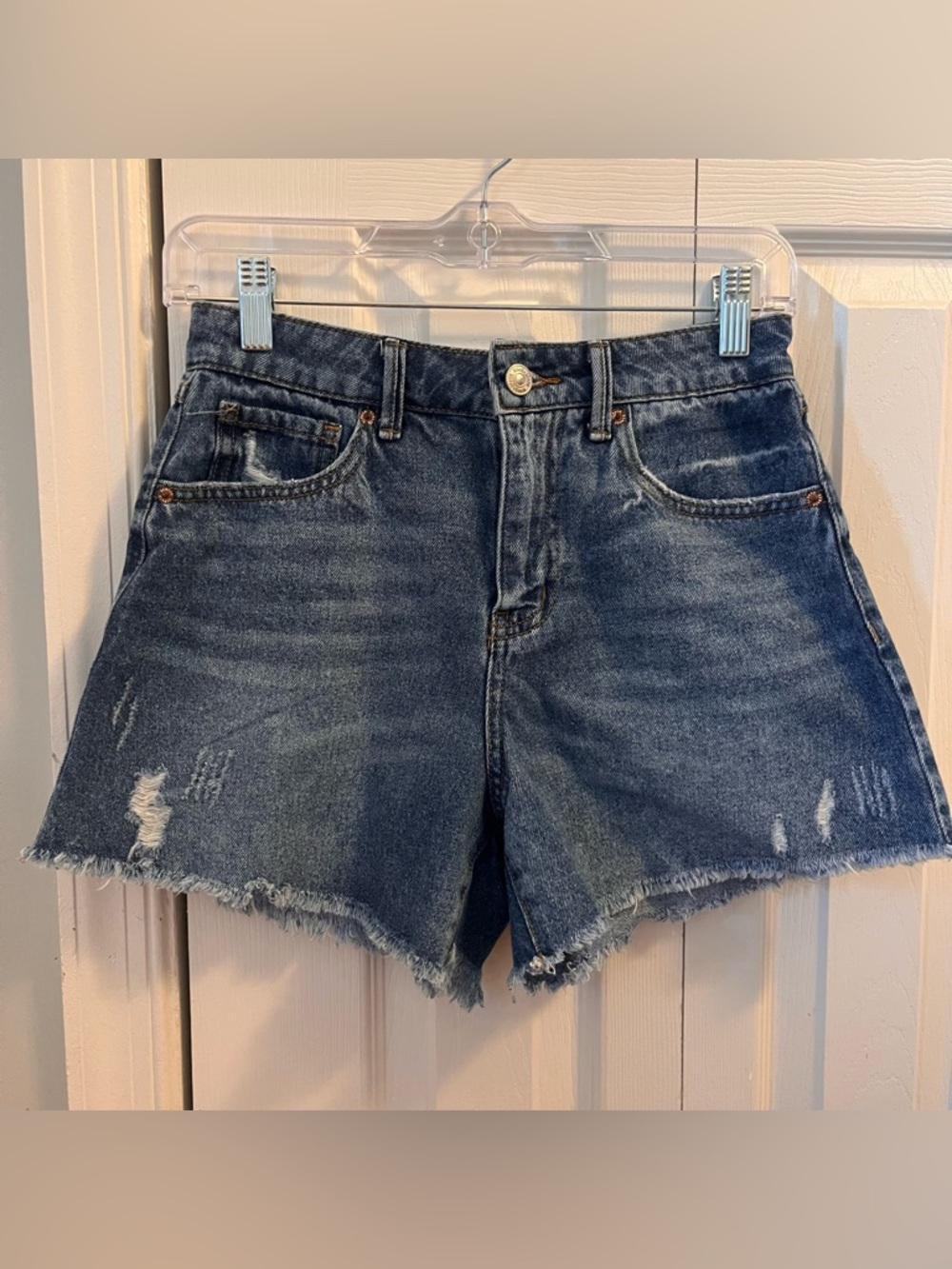 Rewash Dark Blue Distressed Denim Cutoff Shorts